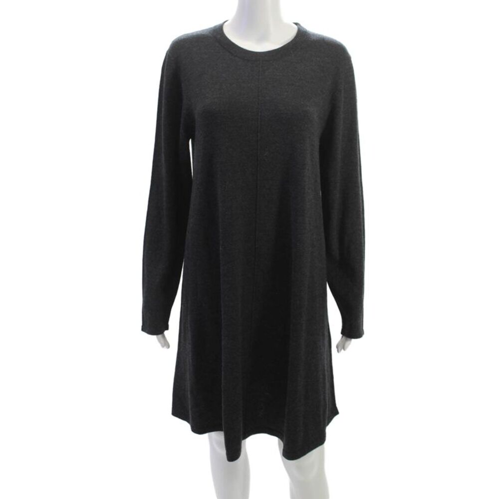 Repeat Women Sweater Dress Gray 100% Wool Long Sleeve Crew Neck Size XL